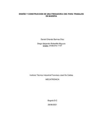 Diseño Y Construccion De Una Fresadora Cnc Para Trabajos En Madera