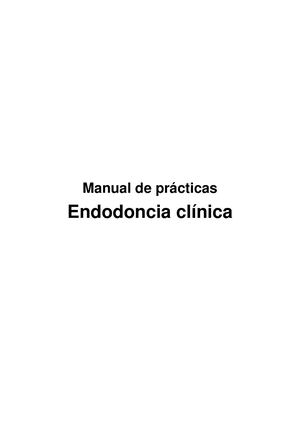 Manual De Prácticas En Endodoncia