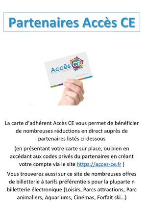 Liste Partenaire Carte Adhérent Accès CE