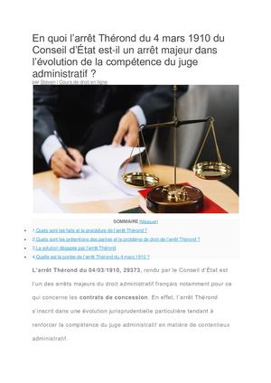 L'arrêt Thérond du 4 Mars 1910 est il un arrêt majeur