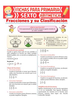 Fracciones Y Su Clasificación Para Sexto De Primaria