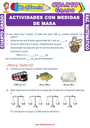 Actividades Con Medidas De Masa Para Cuarto Grado De Primaria