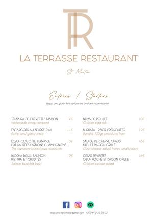 Menu La Terrasse Rooftop Restaurant