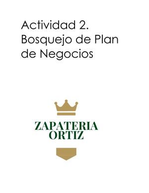 Actividad 2. Bosquejo de Plan de Negocios