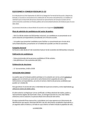 Calendario Consejos Escolares