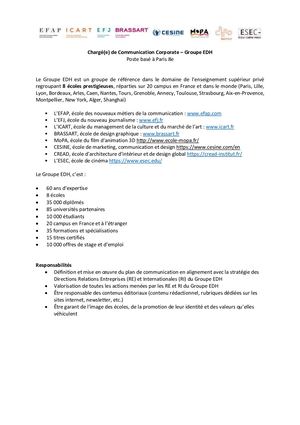 Chargé(e) De Communication Corporate Dre Dri