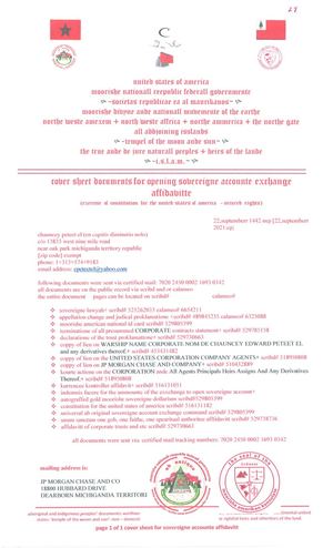 Sovereigne Accounte Exchange Affadavid Chauncey Peteet El 1