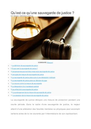 C'est quoi une sauvegarde de justice ?