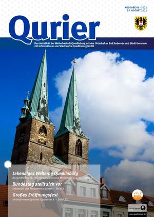 Qurier 09/2021 vom 25.08.2021 - Das Amtsblatt der Welterbestadt Quedlinburg mit den Ortschaften Bad Suderode und Stadt Gernrode mit Informationen der Stadtwerke Quedlinburg GmbH