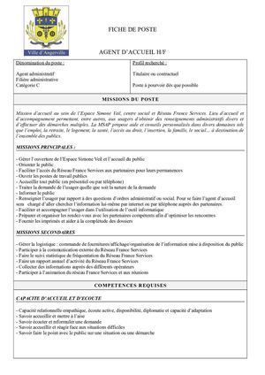 Agent D'accueil Rfs Centre Social