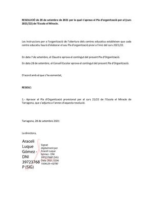 Pla d'obertura  Escola Miracle 21 22