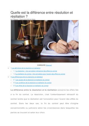 Différence entre résolution et résiliation