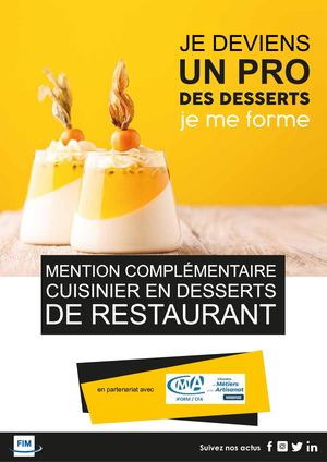 Mention Complémentaire Cuisinier en dessert de Restaurant