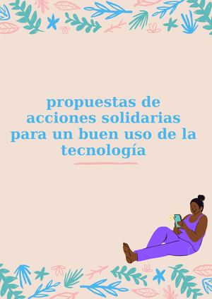 Propuestas De Acciones Solidarias Para Un Buen Uso De La Tecnología