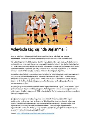 Voleybola Kaç Yaşında Başlanmalı
