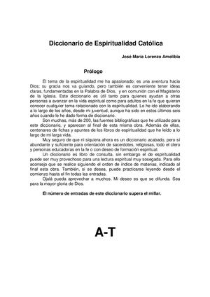 Diccionario De Espiritualidad Católica A T