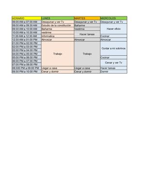 Pràctica De Un Horario Personal