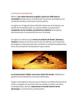 Literatura Contemporanea Y Varguardia