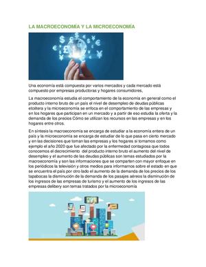La Microeconomia, Macroeconomia Y La Globalizacion