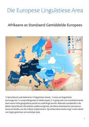 Afrikaans as Standaard Gemiddelde Europees
