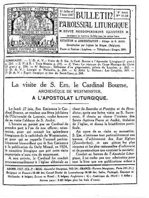 Bulletin Paroissial Liturgique 1927, 31-40