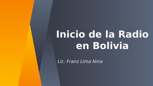 Inicio De La Radio En Bolivia