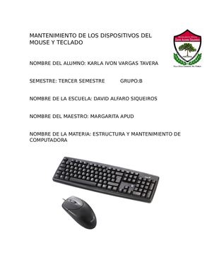 Mantenimiento De Los Dispositivos Del Mouse Y Teclado
