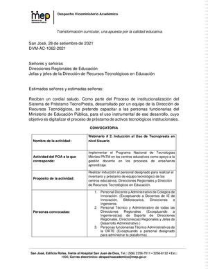 Webinario # 2. Inducción Al Uso De Tecnopresta En Nivel Usuario DVM AC 1062 2021