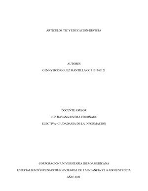 Articulos Tics Y Educacion
