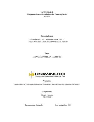 Línea del tiempo de la biología humana y maqueta sobre embriología
