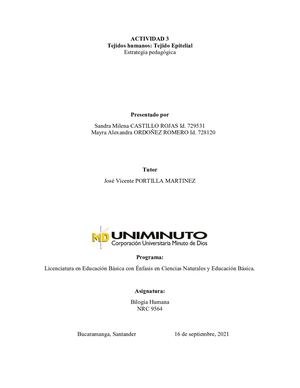 Tejido epitelial - Estrategia didáctica