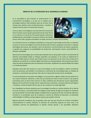 El Impacto De La Tecnologia En El Desarrollo Humano