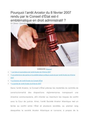 Pourquoi l’arrêt arcelor du 8 février 2007