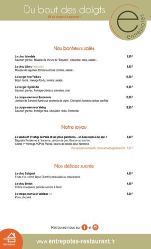 Le Menu de l'Entrepot'es