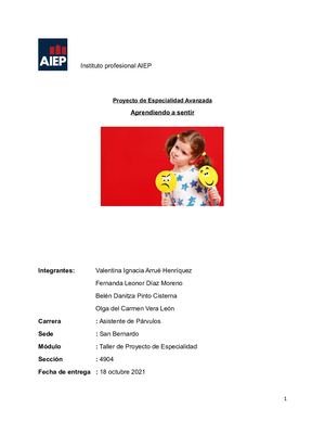 Proyecto ¨Aprendiendo A Sentir¨
