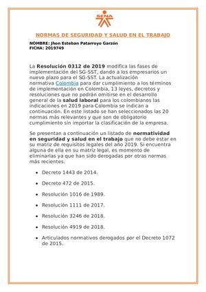 Normas De Seguridad Y Salud En El Trabajo