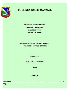 El Mundo Del Sustantivo Cartilla