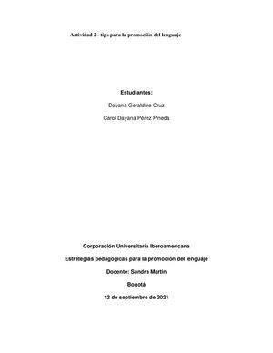 Actividad 2 Tips Para La Promocion Del Lenguaje