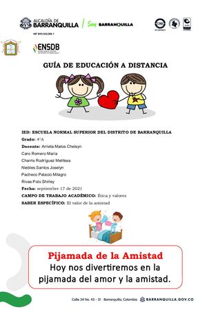 Guía De Trabajo Amor Y Amistad 2021