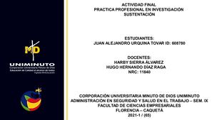SUSTENTACION FINAL - PRACTICA PROFESIONAL UNIMINUTO 2021
