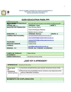 Guía Educativa Ppi Division De Dos Cifras