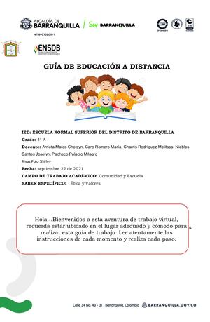 Guía De Trabajo De Etica El Valor De La Honradez