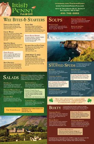 Irish Penny Pub & Grill Menu
