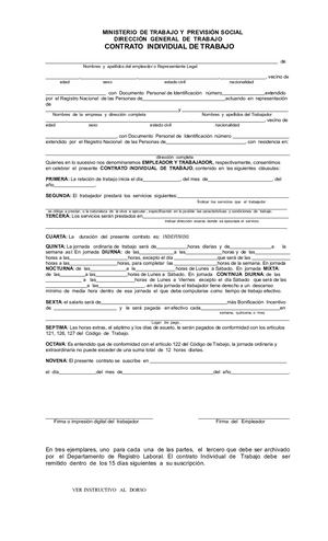 Modelo Contrato De Trabajo Indefinido