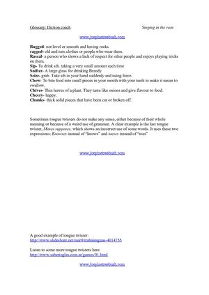 Tongue Twisters Singing In The Rain