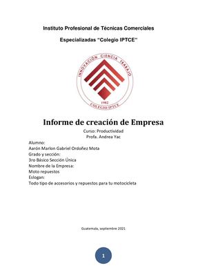 Informe Para Productividad Empresa Repuestos De Motos