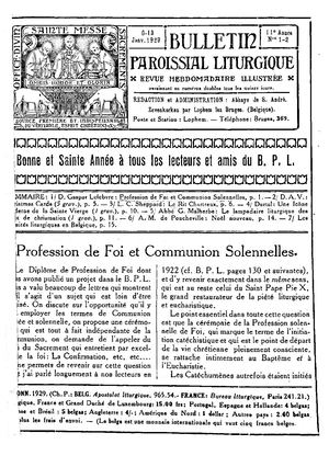 Bulletin Paroissial Liturgique 1929, 01-10