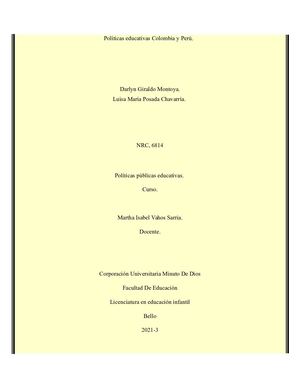 Políticas Educativas Colombia Y Perú