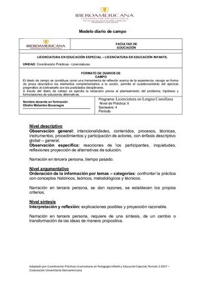 Formato Modelo Diario Campo Obidio