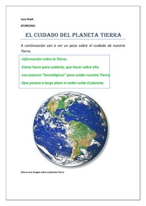 Luca Duek El Cuidado Del Planeta Tierra